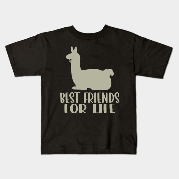 Llama Best Friends For Life for Fans of South American Majesty Kids T-Shirt by Kevin Jones Art